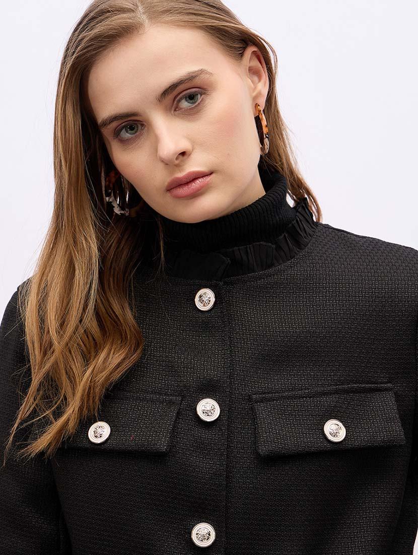 women solid long sleeve jacket - 21692584 - Standard Image - 4
