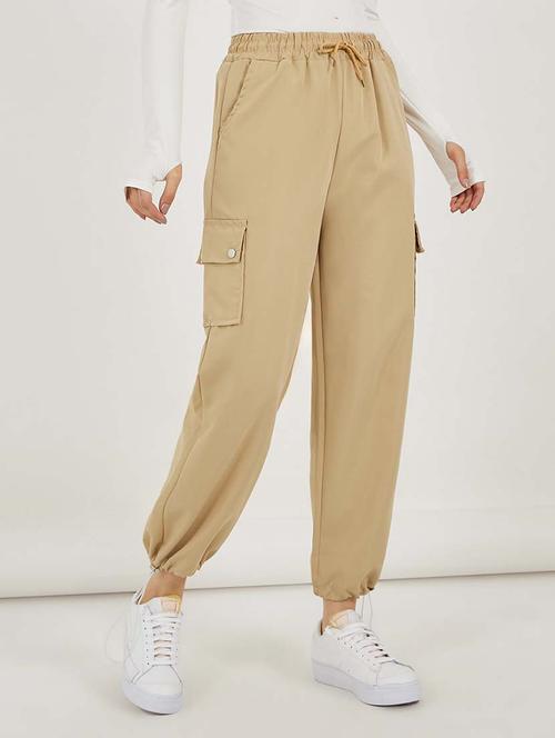women solid mid rise jogger - 21692587 - Standard Image - 0