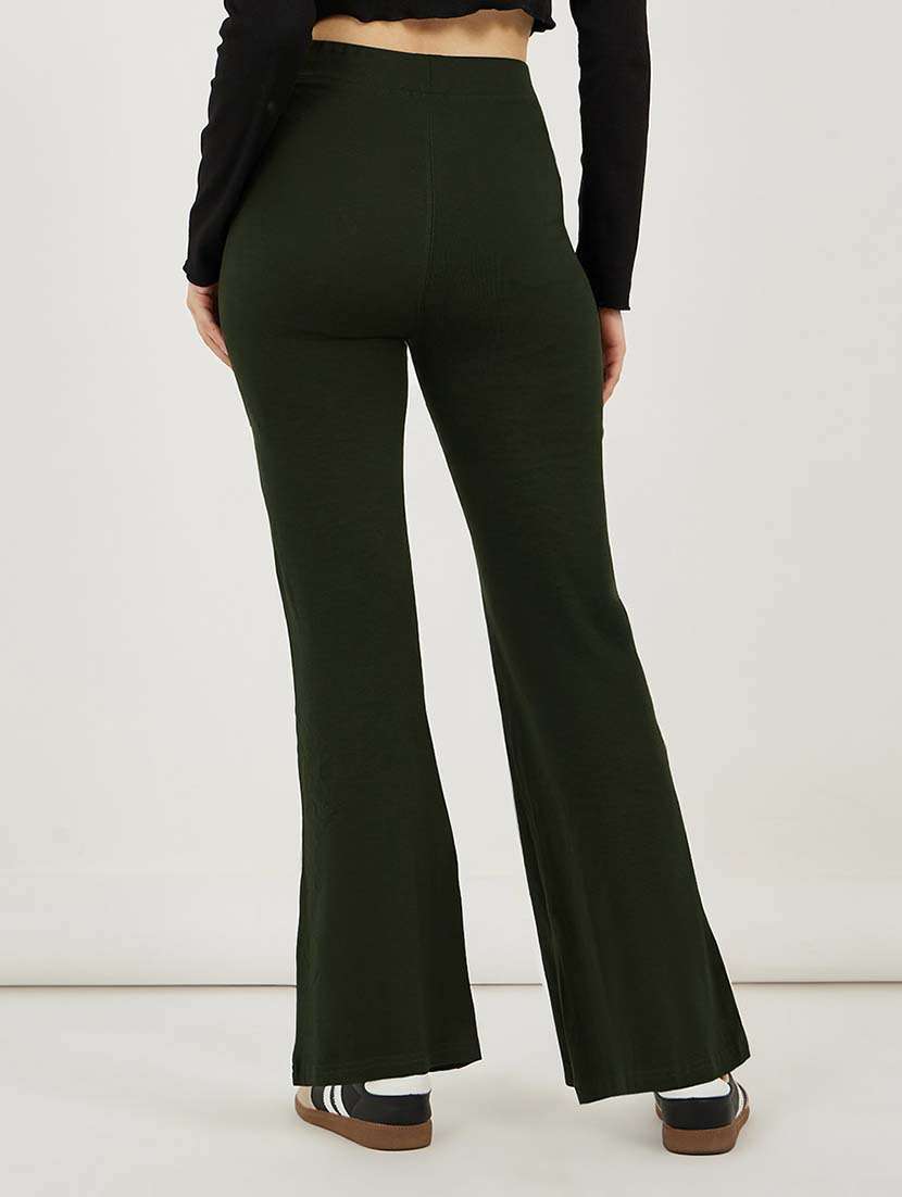 women solid high rise flared legging - 21692589 -  Standard Image - 1