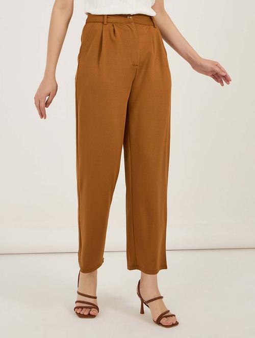 women solid high rise tailored pant - 21692595 - Standard Image - 0