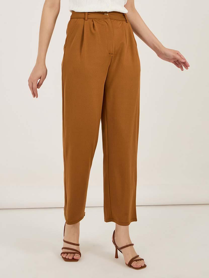 women solid high rise tailored pant - 21692595 - Zoom Image - 0