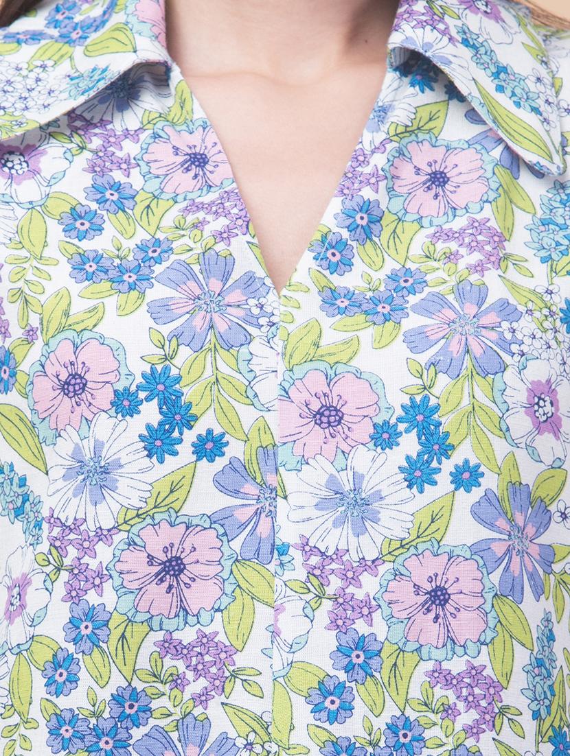 women floral print collared shirt dress - 21692629 - Standard Image - 4