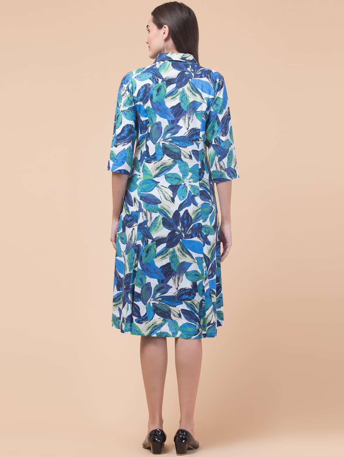 women tropical print collared shirt dress - 21692632 -  Standard Image - 1