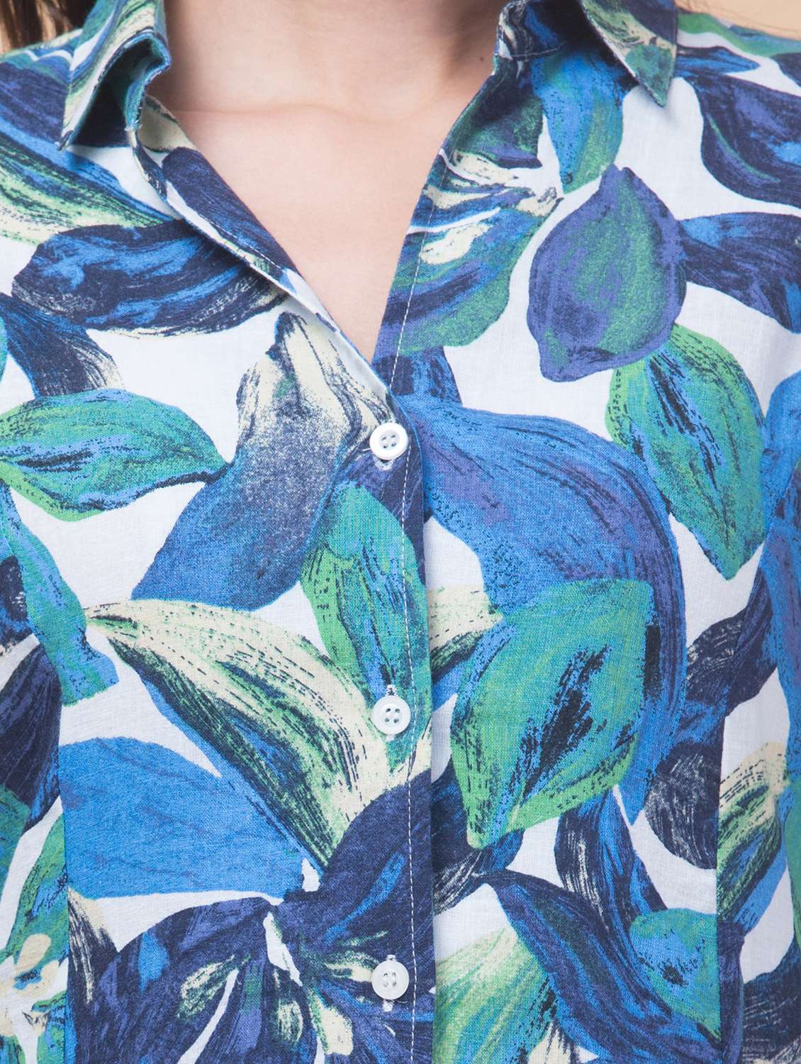 women tropical print collared shirt dress - 21692632 -  Standard Image - 4