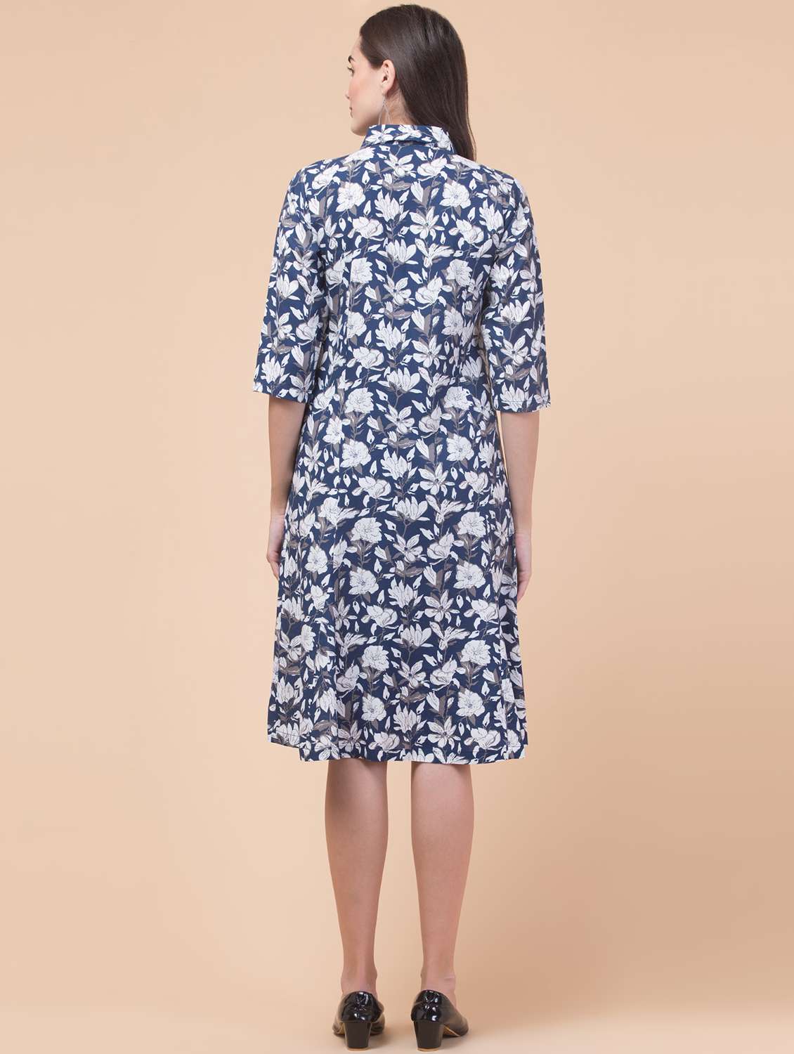 women floral print collared shirt dress - 21692633 - Standard Image - 1