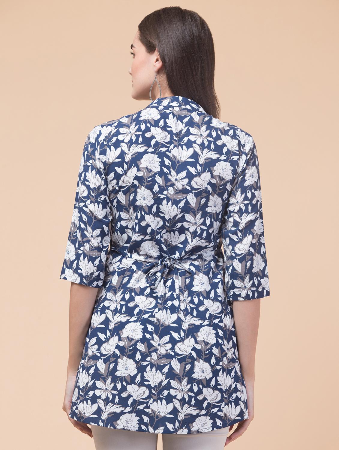 women floral printed mandarin neck tunic - 21692644 - Standard Image - 1