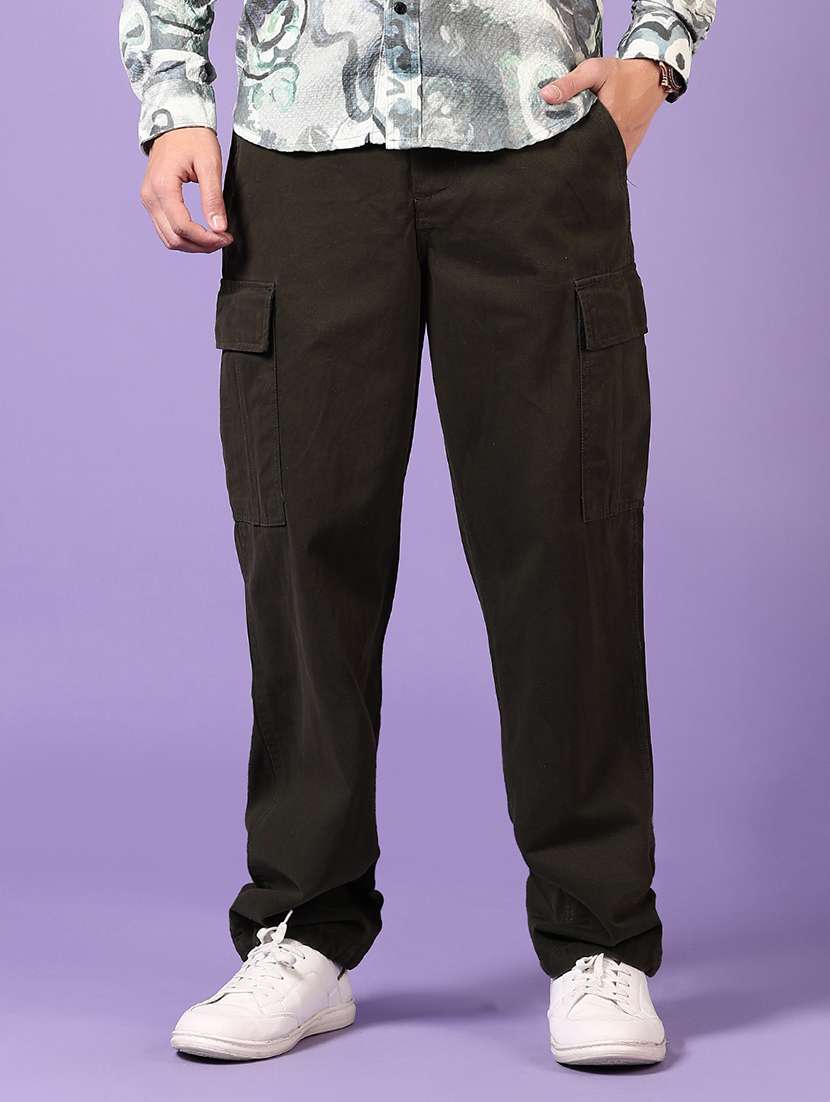 men solid mid rise cargo - 21692688 -  Standard Image - 1