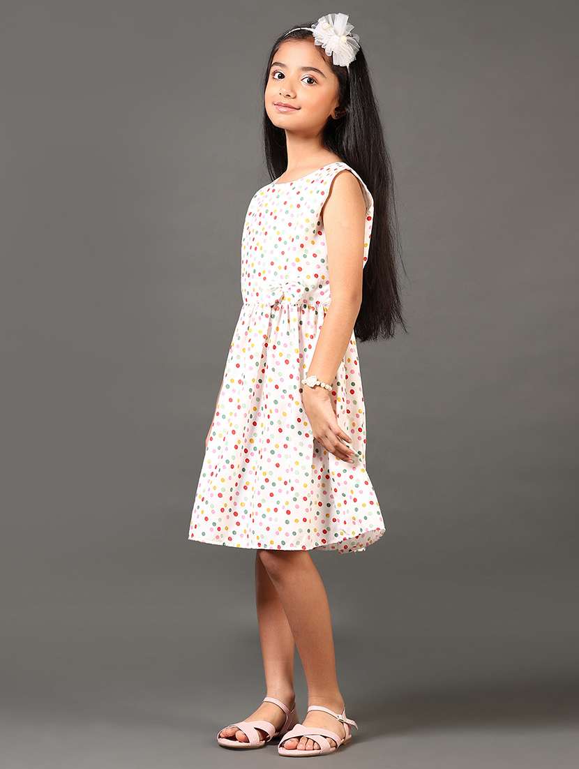 girls polka doted sleeveless round neck frock - 21692700 -  Standard Image - 1