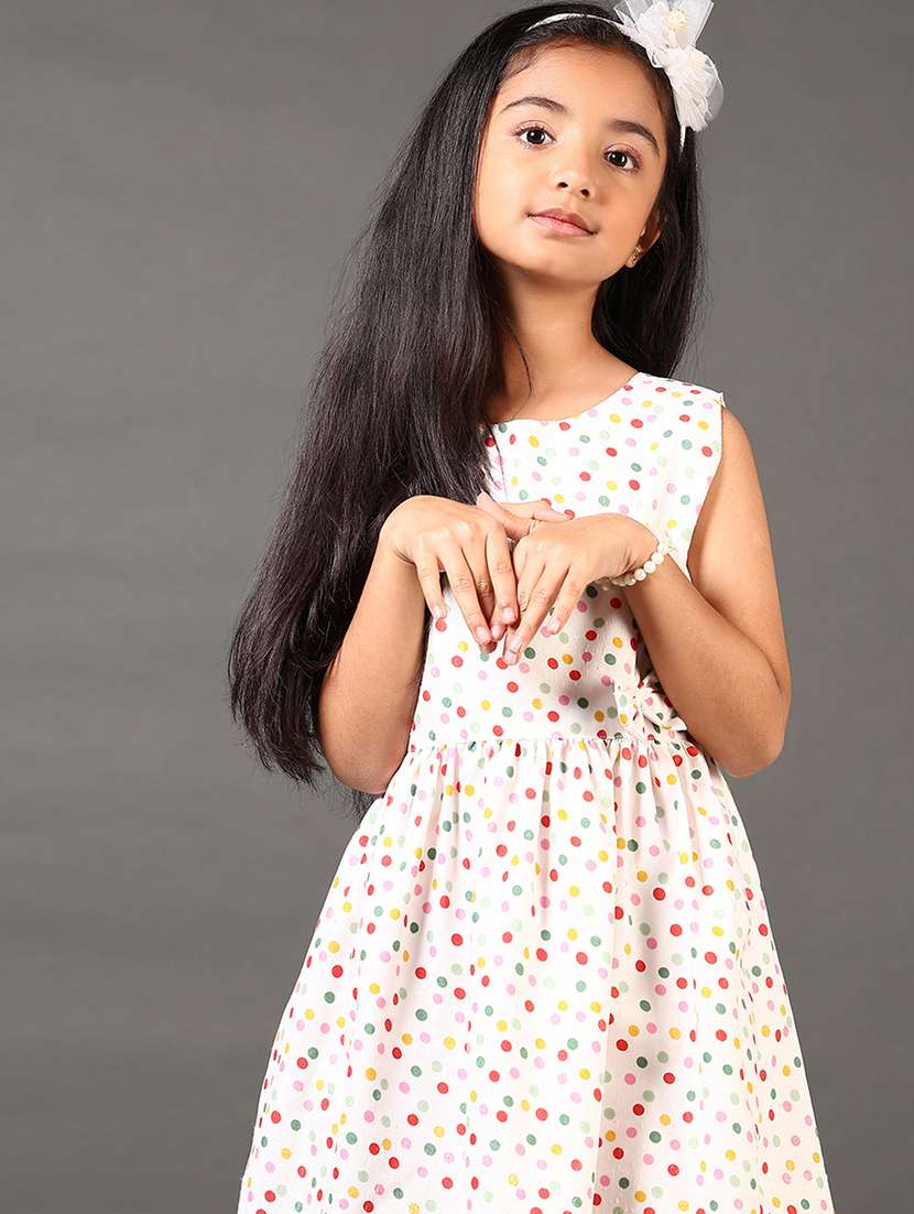 girls polka doted sleeveless round neck frock - 21692700 -  Standard Image - 4