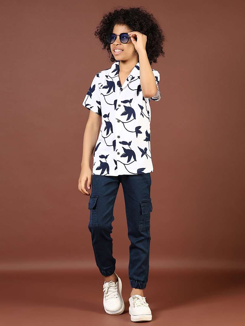 boys solid mid rise denim cargo - 21692701 -  Standard Image - 4