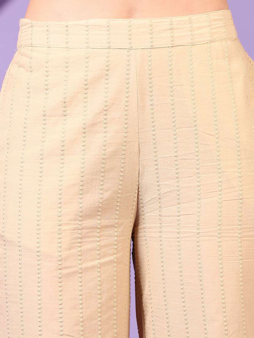 women off white embroidered straight palazzo - 21692771 -  Standard Image - 4