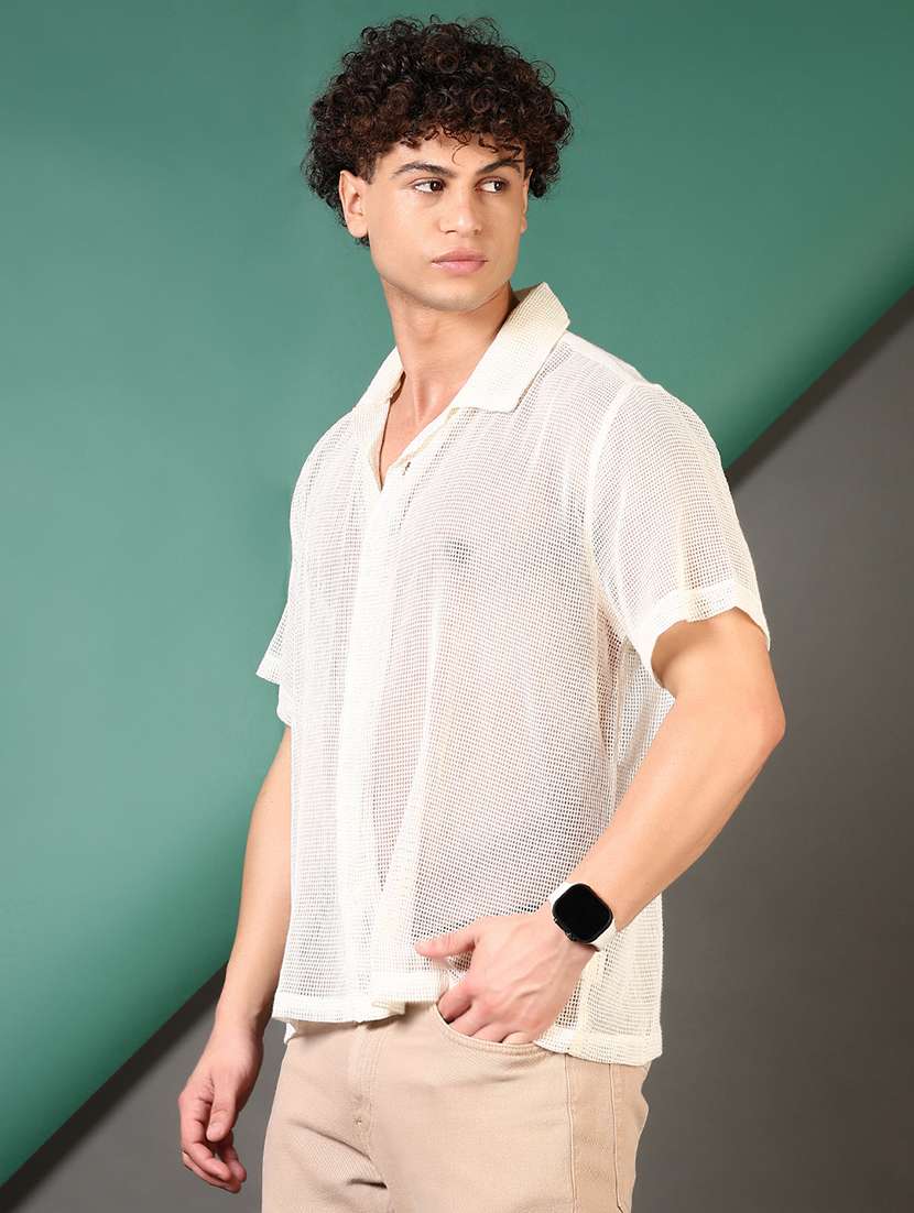 men self design short sleeve regular fit casual shirt - 21692778 - Standard Image - 1