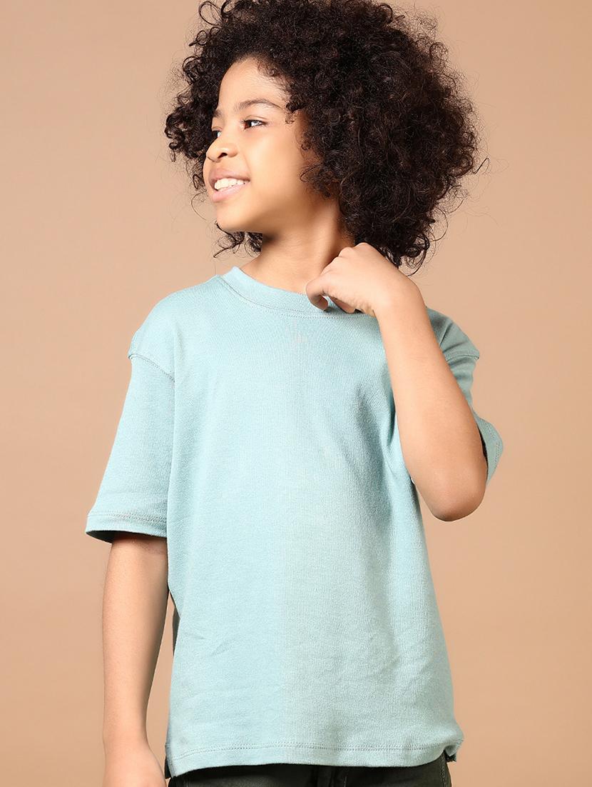 boys light blue solid round neck t-shirt - 21692780 - Standard Image - 1