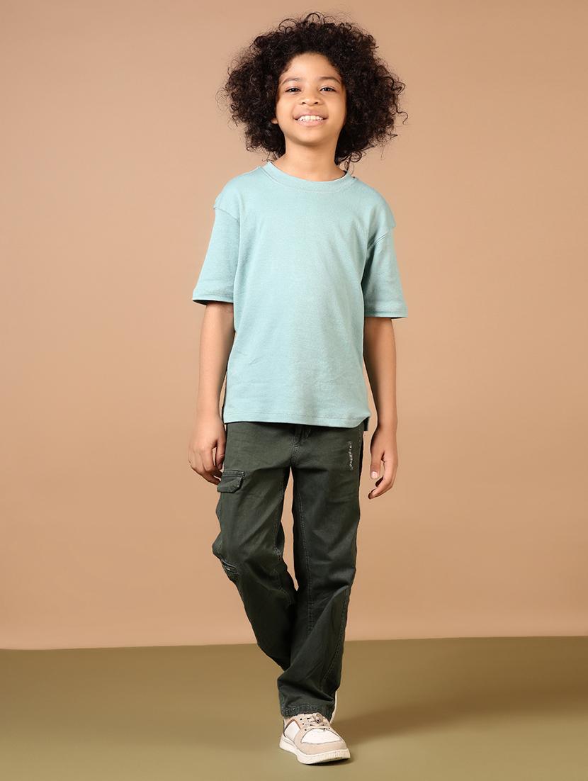 boys light blue solid round neck t-shirt - 21692780 - Standard Image - 4