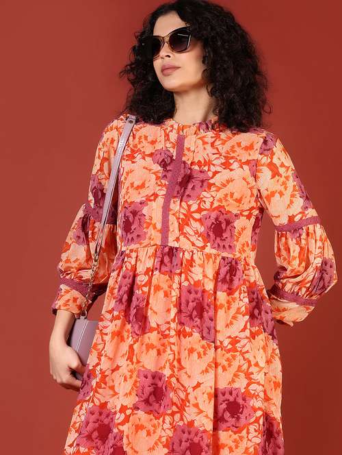women floral print  puff sleeve tiered dress - 21692853 -  Standard Image - 0