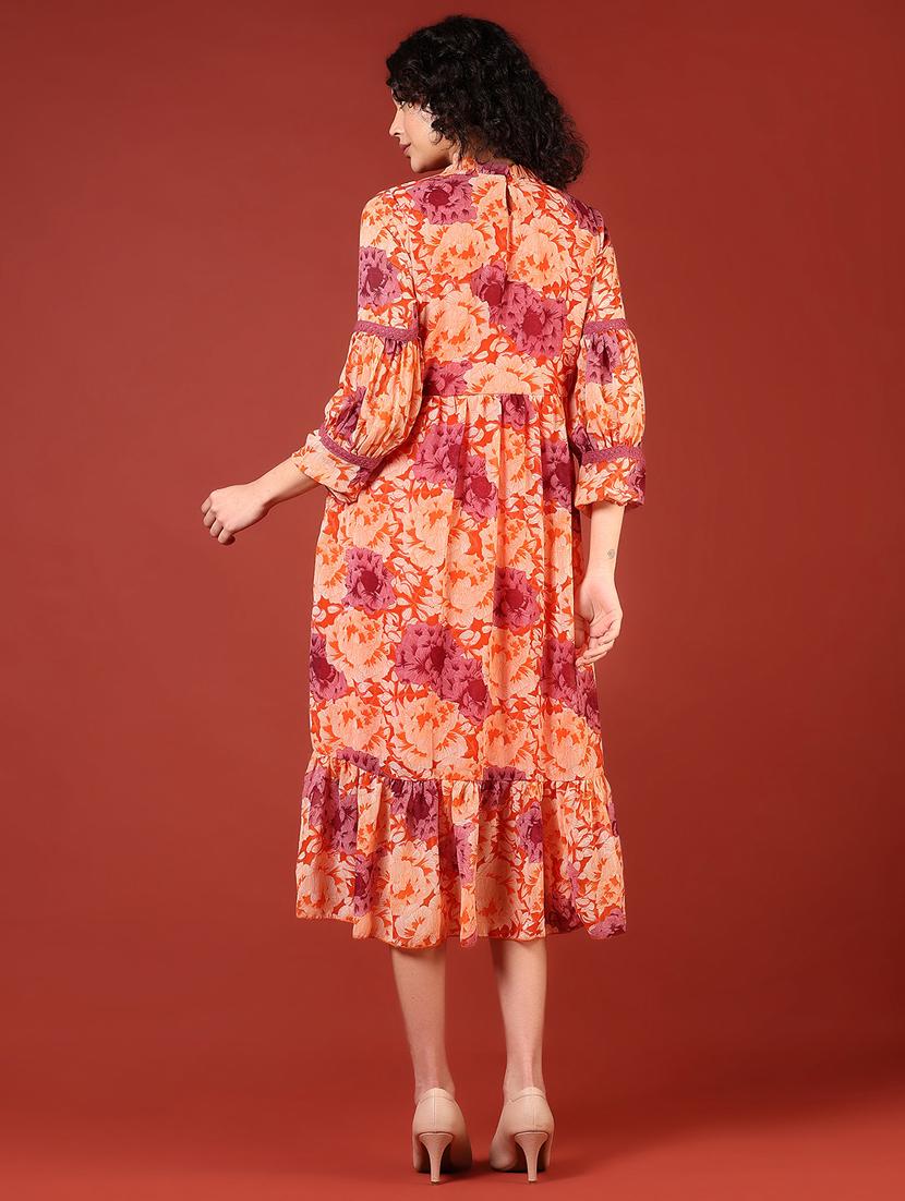 women floral print puff sleeve tiered dress - 21692853 - Standard Image - 4