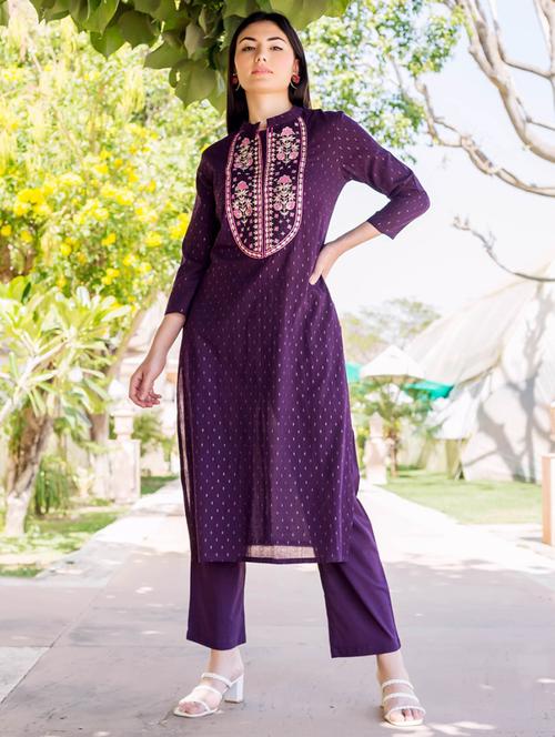 women embroidered round neck straight kurta - 21692898 - Standard Image - 0