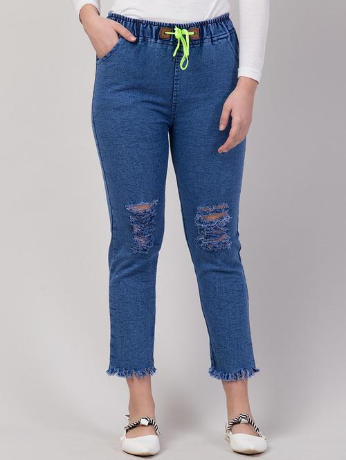 women solid distressed mid rise jean - 21692913 - Standard Image - 0