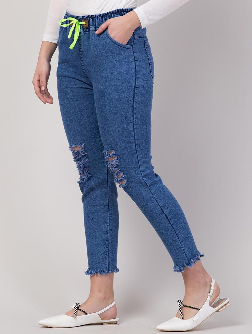 women solid distressed mid rise jean - 21692913 - Standard Image - 1