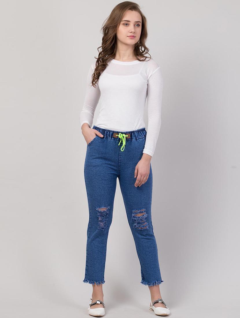 women solid distressed mid rise jean - 21692913 - Standard Image - 4