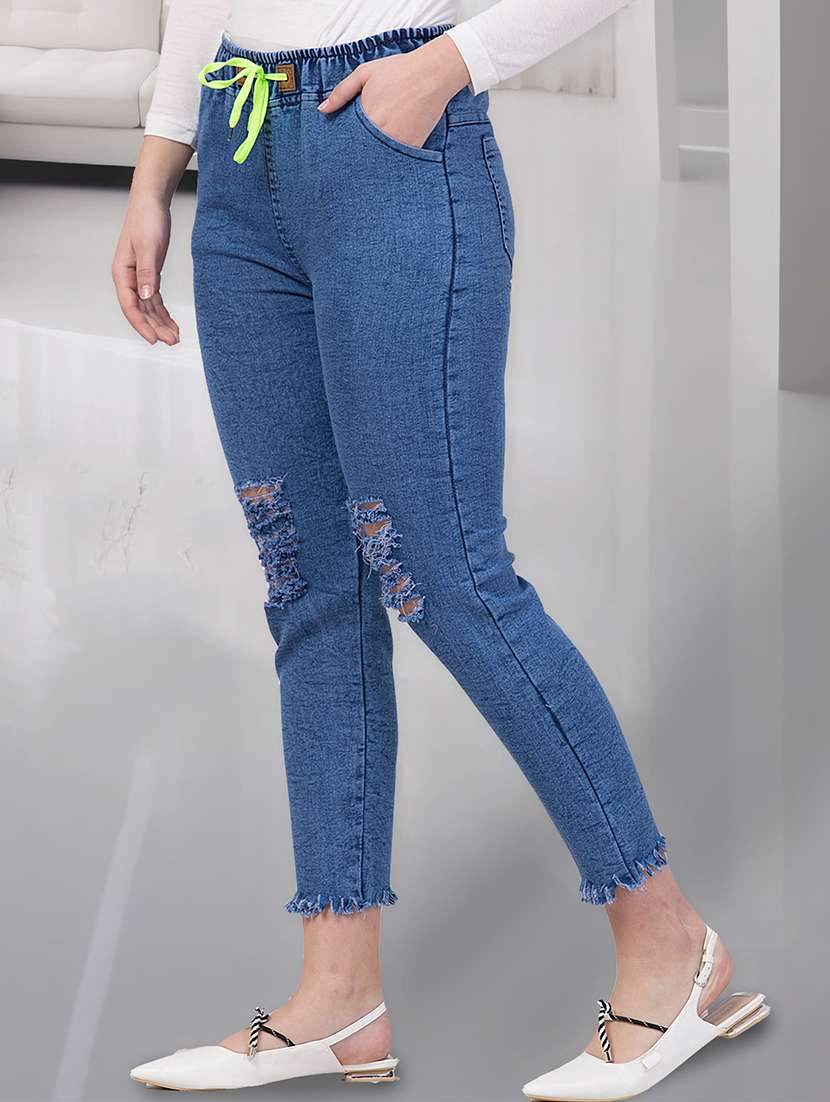 women distressed mid rise slim fit jean - 21692948 -  Standard Image - 1
