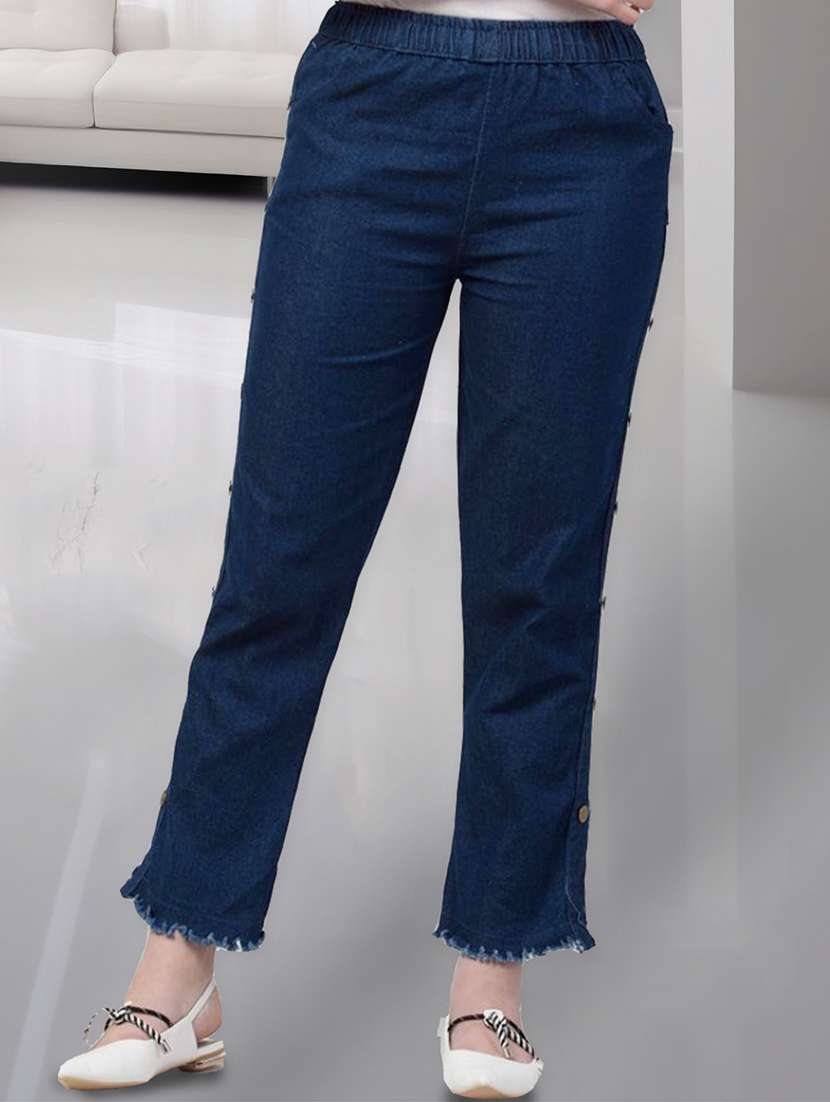 women solid mid rise bootcut jean