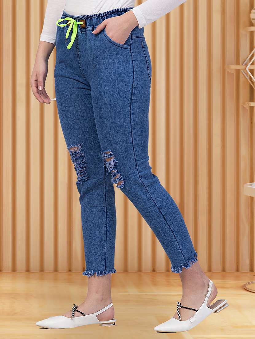 women distressed mid rise slim fit jean - 21692966 -  Standard Image - 1