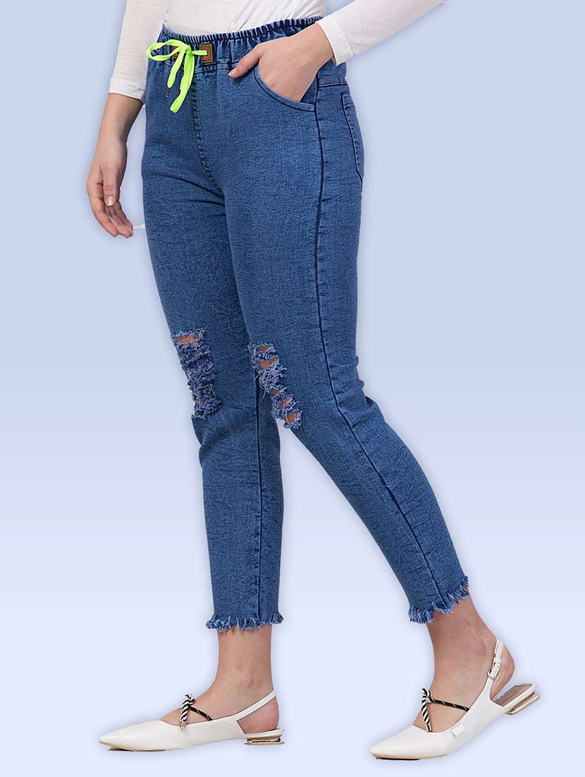 women distressed mid rise slim fit jean - 21692983 -  Standard Image - 1
