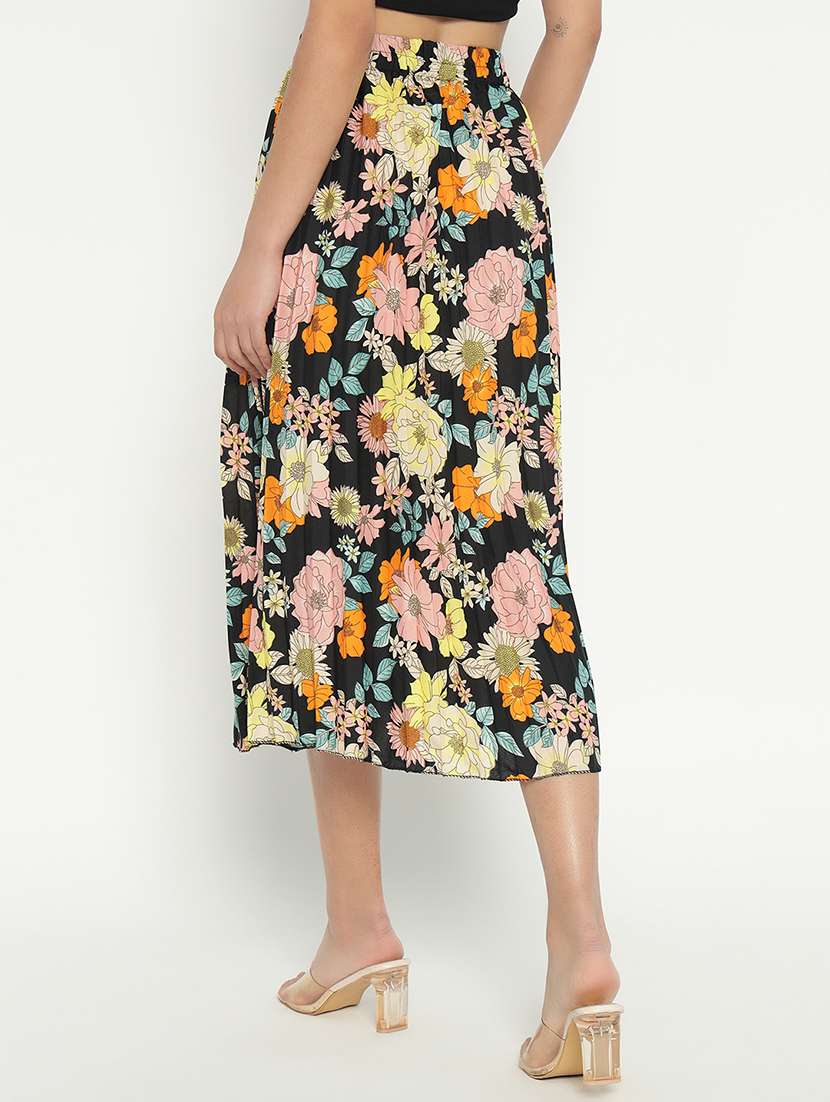 women printed high rise pleated skirt - 21693167 -  Standard Image - 1