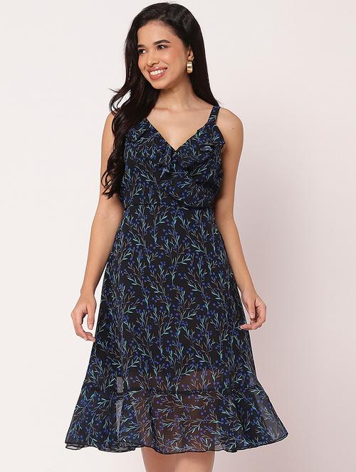 women printed shoulder strap tiered dress - 21693217 -  Standard Image - 0