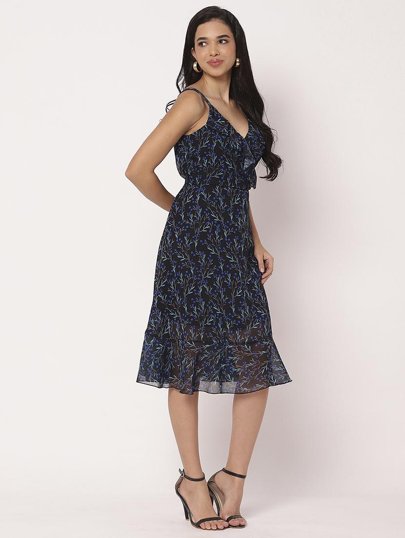 women printed shoulder strap tiered dress - 21693217 - Standard Image - 1