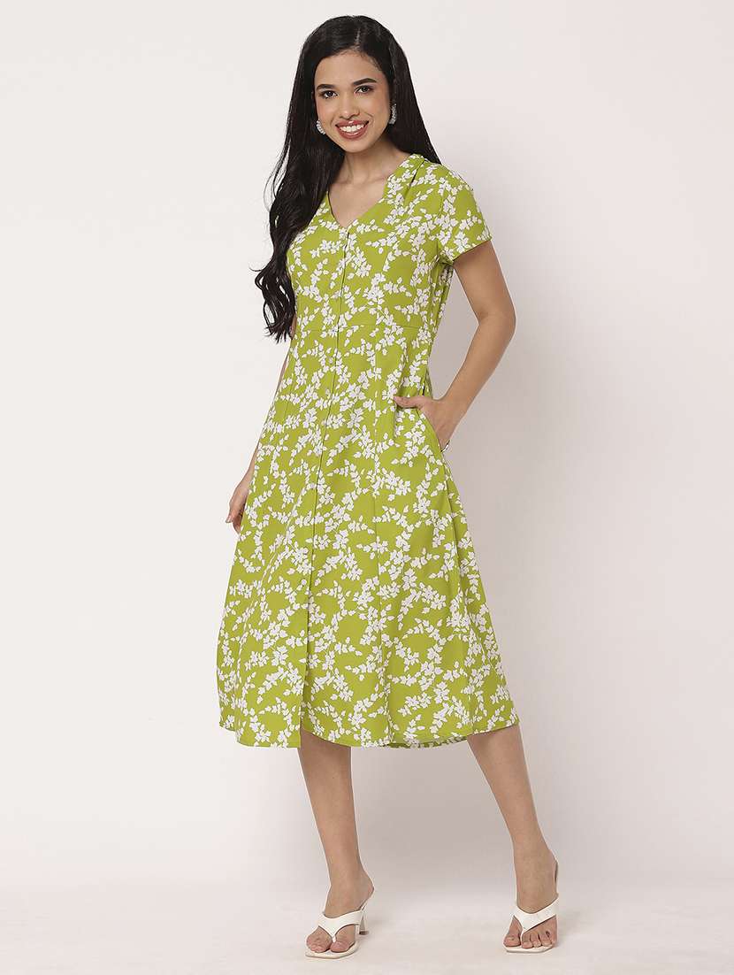 women printed short sleeves a-line dress - 21693219 -  Standard Image - 1