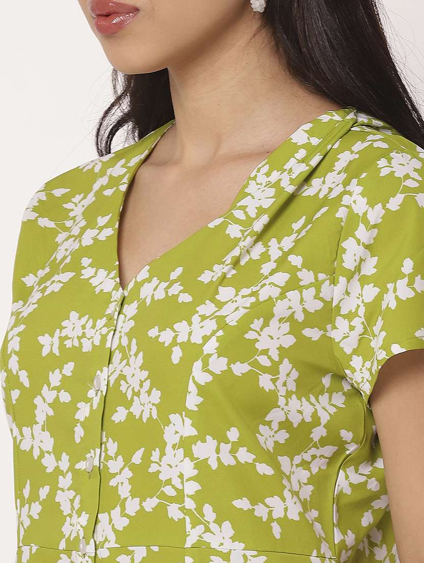 women printed short sleeves a-line dress - 21693219 -  Standard Image - 4