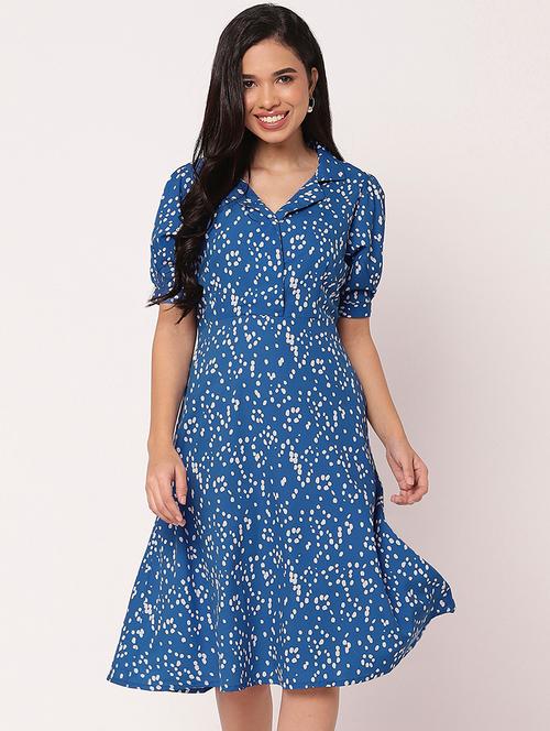 women printed puff sleeves a-line dress - 21693223 -  Standard Image - 0