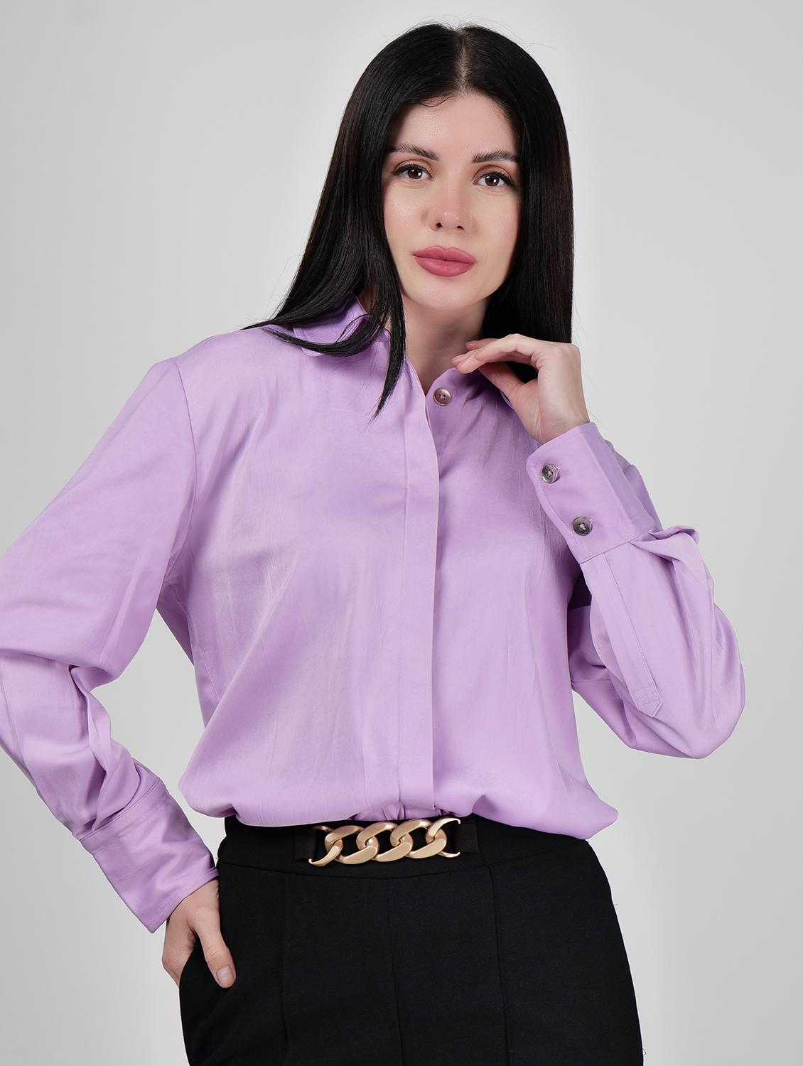 women solid collared long sleeves regular shirt - 21693244 - Zoom Image - 0