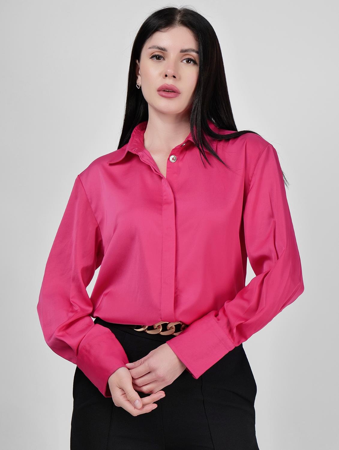 fuchsia polyester regular shirt - 21693245 - Zoom Image - 0