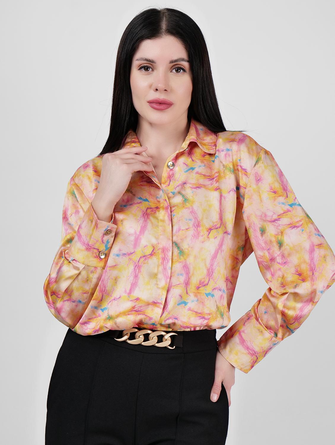 women printed collared long sleeves shirt - 21693256 -  Zoom Image - 0