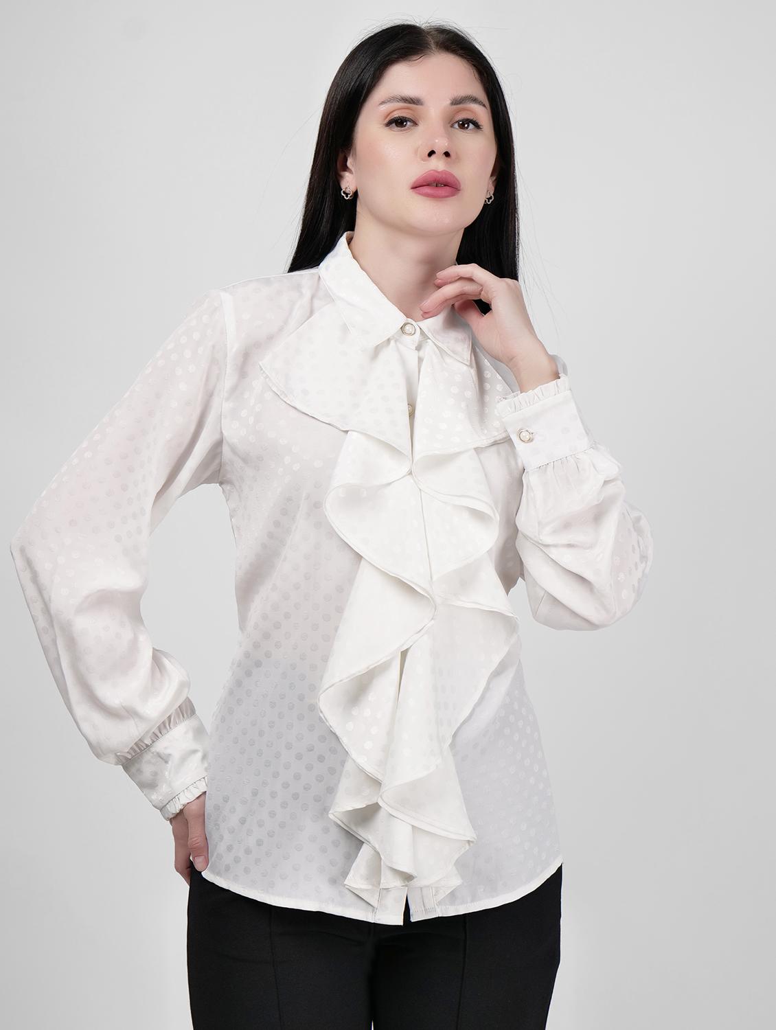 women ruffle detailed collared long sleeves shirt - 21693259 -  Zoom Image - 0