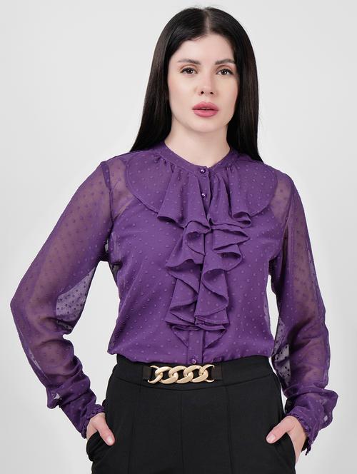 women ruffle detailed long sleeves shirt - 21693260 - Standard Image - 0