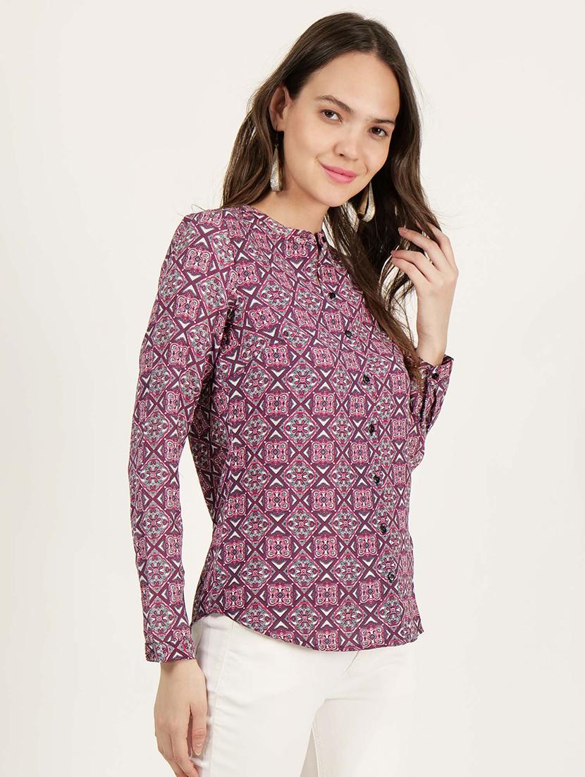 women printed long sleeve regular shirt - 21693265 - Standard Image - 1