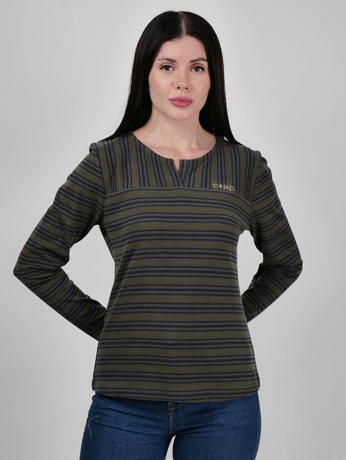 women striped long sleeves regular t-shirt - 21693272 - Standard Image - 0