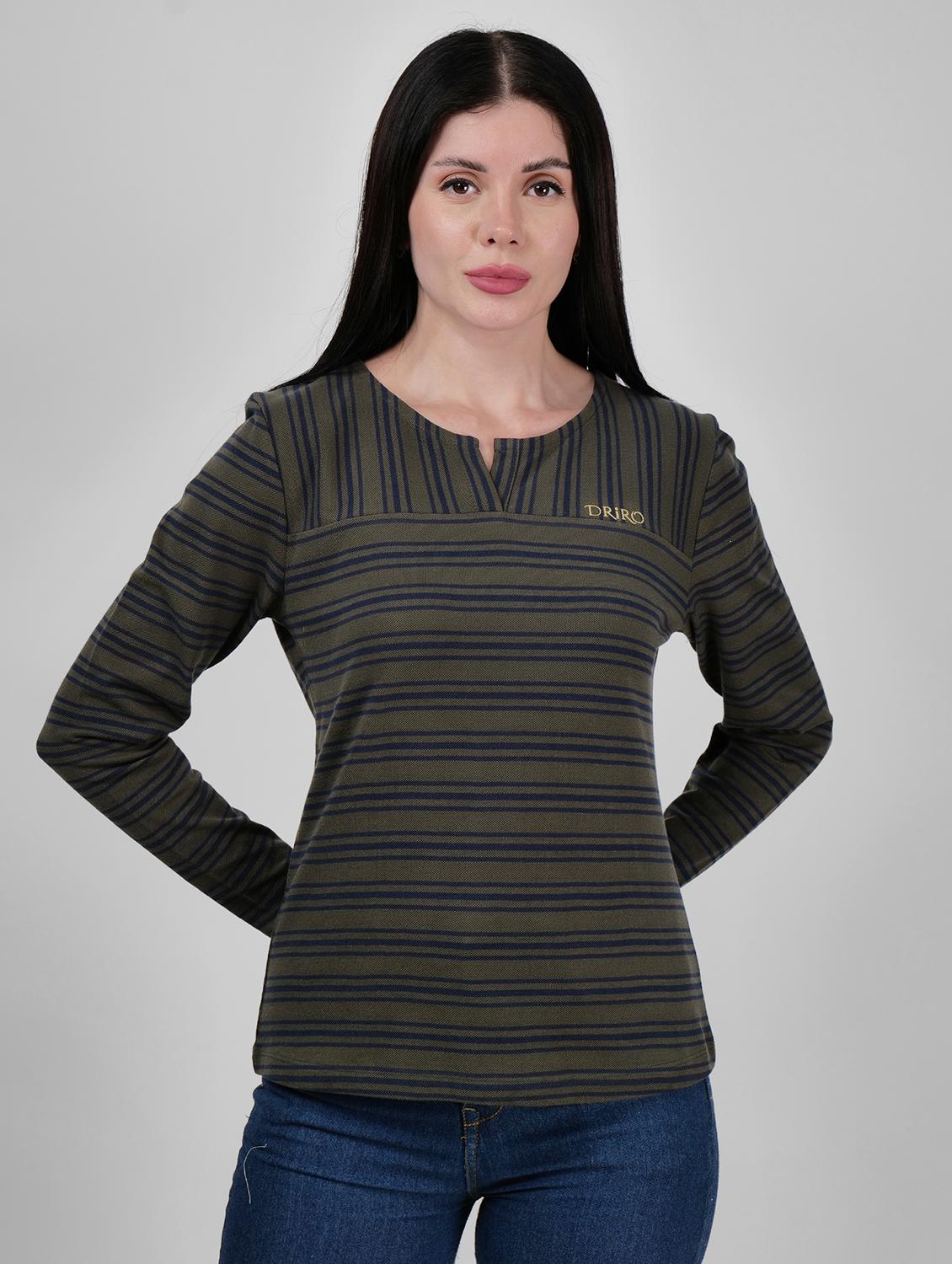 women striped long sleeves regular t-shirt - 21693272 - Zoom Image - 0