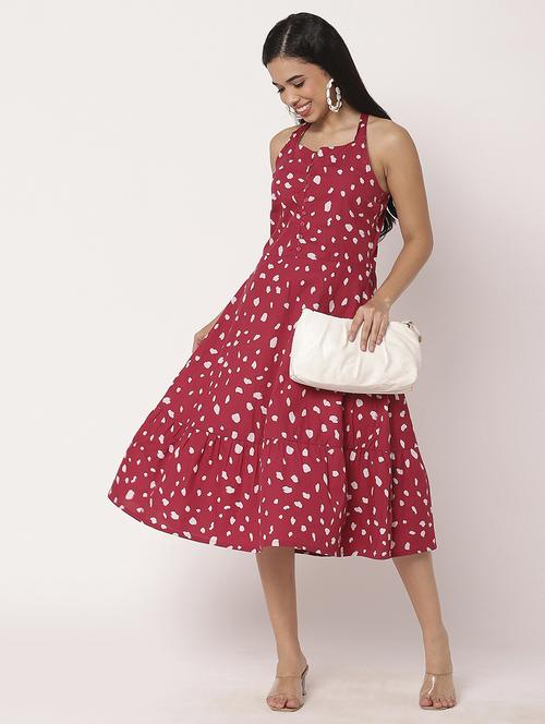 women printed halter neck tiered dress - 21693289 - Standard Image - 0