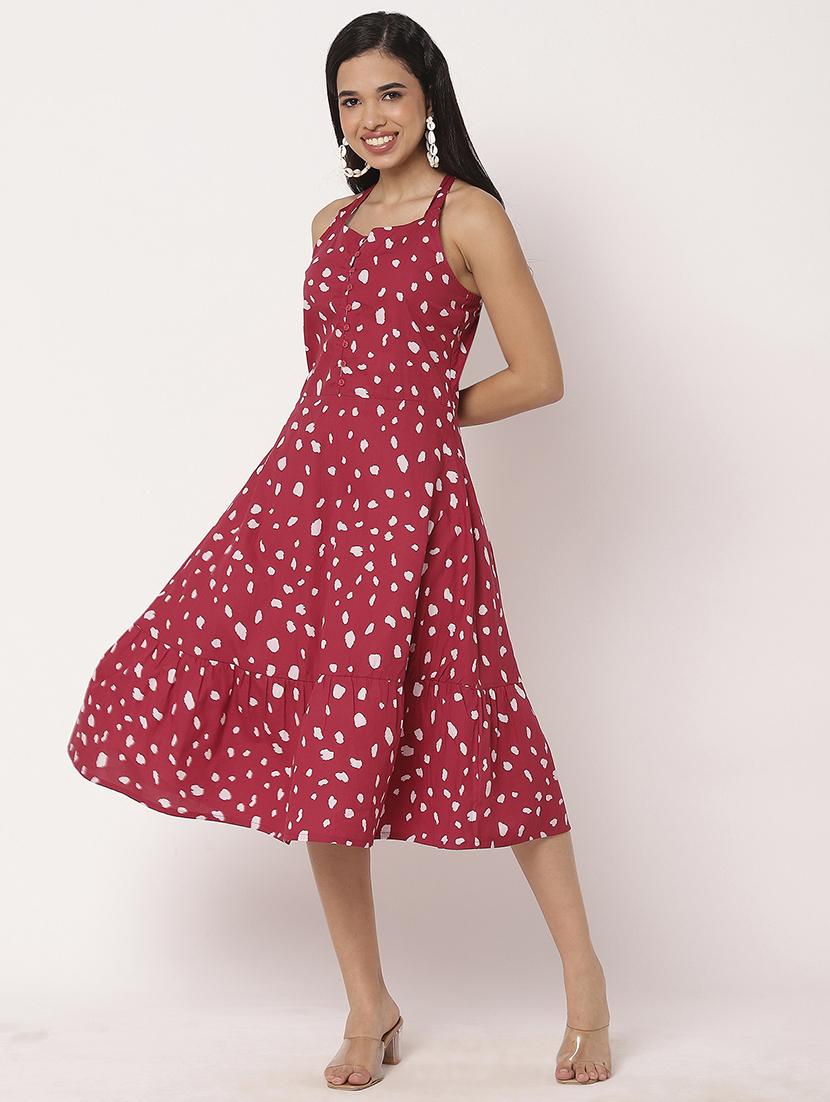 women printed halter neck tiered dress - 21693289 -  Standard Image - 1