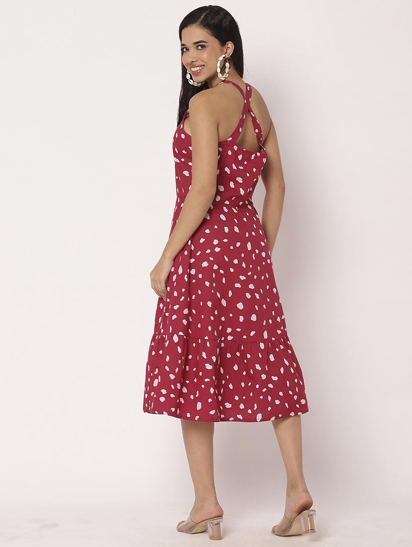 women printed halter neck tiered dress - 21693289 - Standard Image - 4