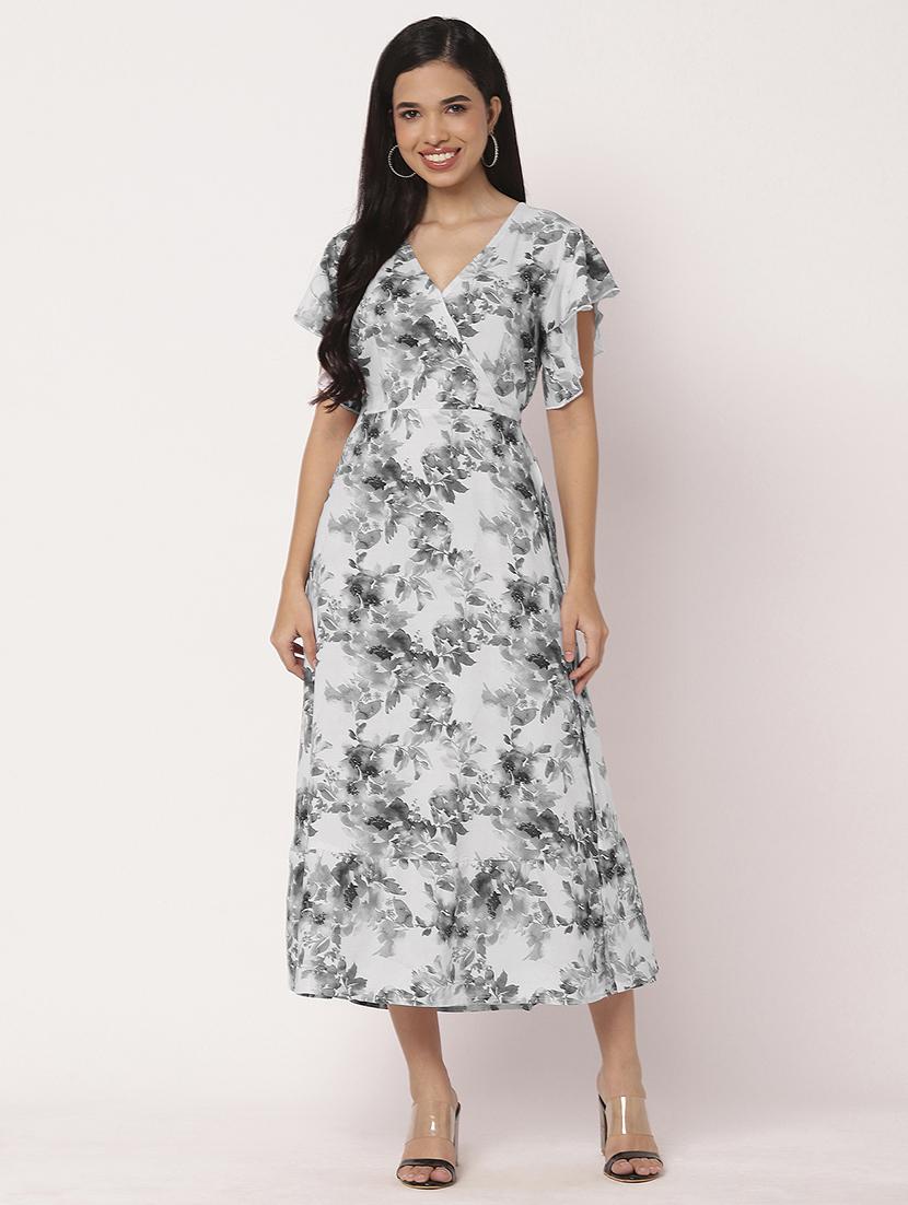 women printed ruffled sleeves tiered dress - 21693294 - Zoom Image - 0