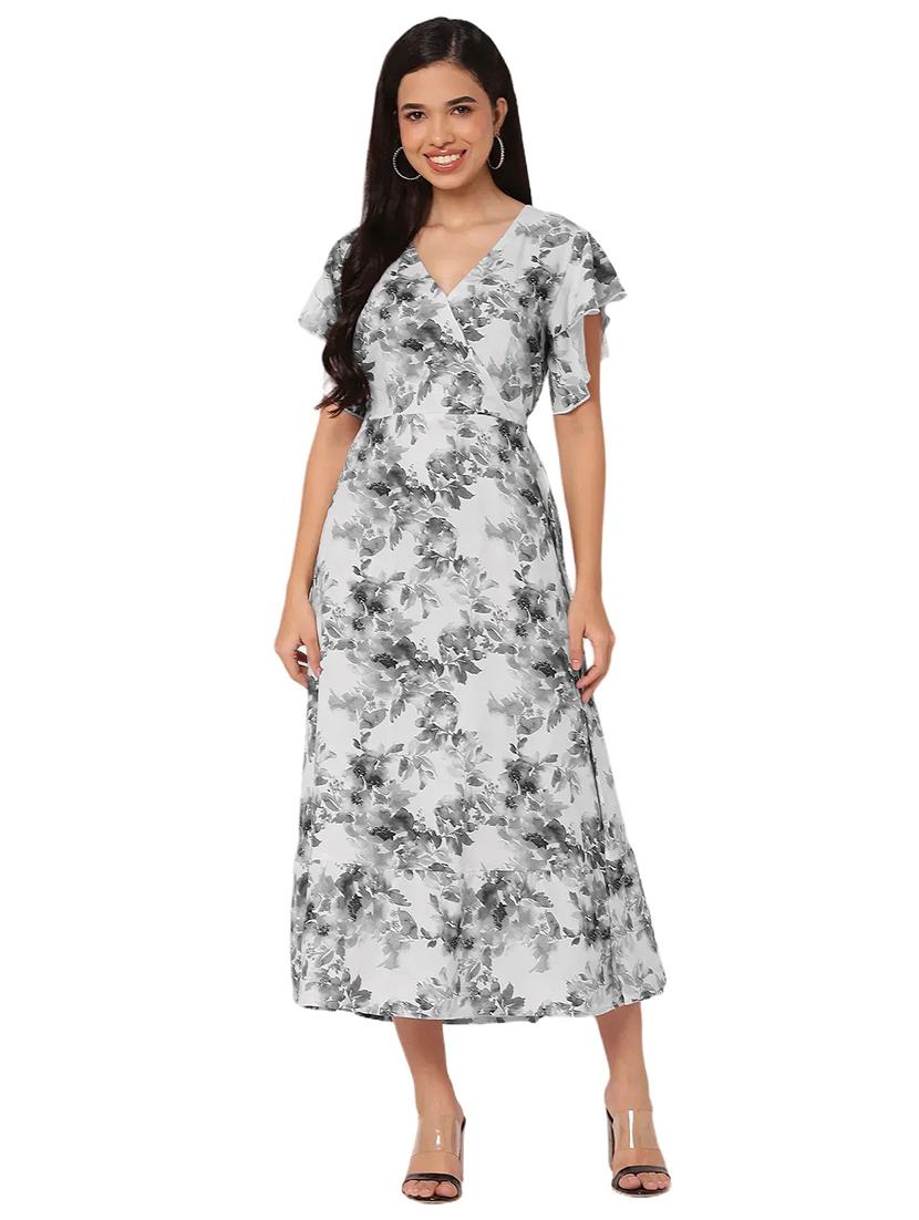 women printed ruffled sleeves tiered dress - 21693294 - Standard Image - 1