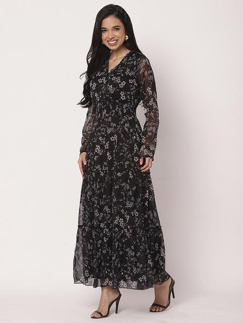 women floral print long sleeves tiered dress - 21693297 - Standard Image - 0