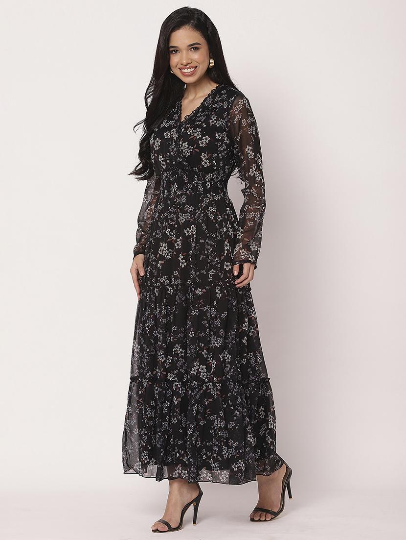 women floral print long sleeves tiered dress - 21693297 - Zoom Image - 0