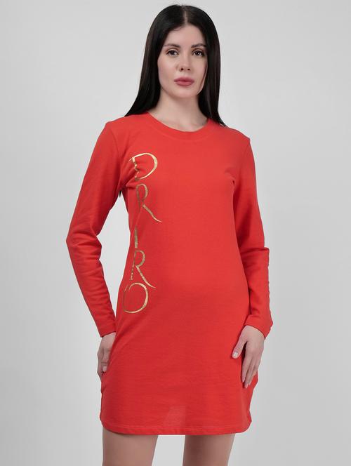 women round neck placement print t-shirt dress - 21693313 - Standard Image - 0